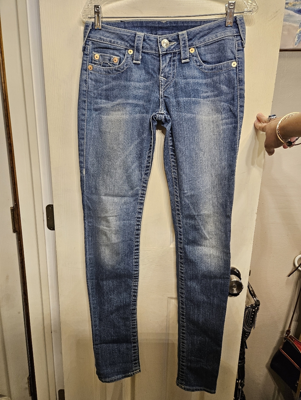 True religion skinny jeans embellished with rhinestones womens size 26